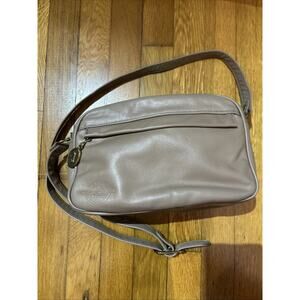 Vintage Stone Mountain Leather Crossbody Shoulder Bag neutral taupe made in USA